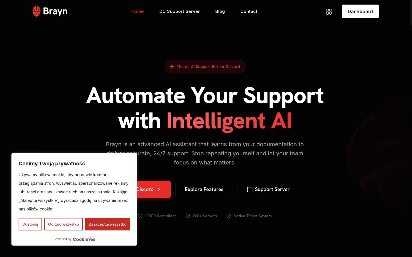 Screenshot of the consent banner shown before any interaction