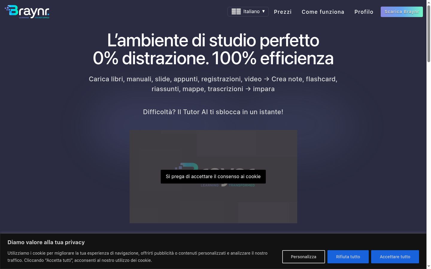 Screenshot tal-banner tal-kunsens muri qabel kwalunkwe interazzjoni