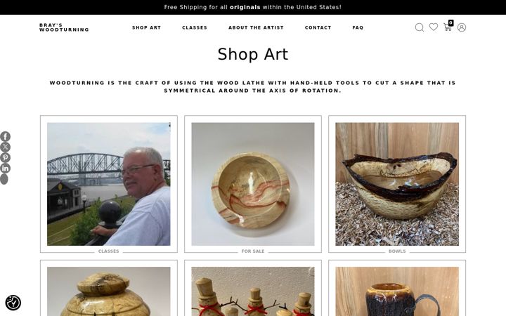 Screenshot of brayswoodturning.com
