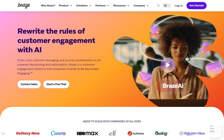 Kuvakaappaus sivustosta braze.com