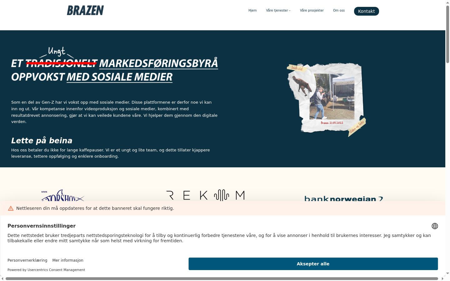 Screenshot of the consent banner shown before any interaction