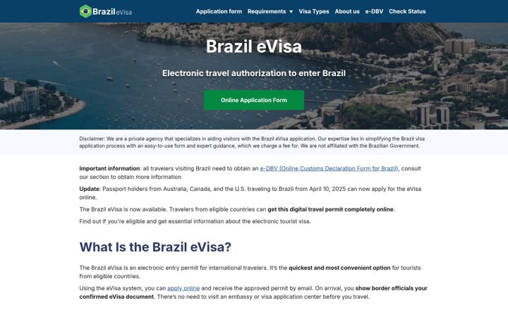 Screenshot of brazilevisas.com