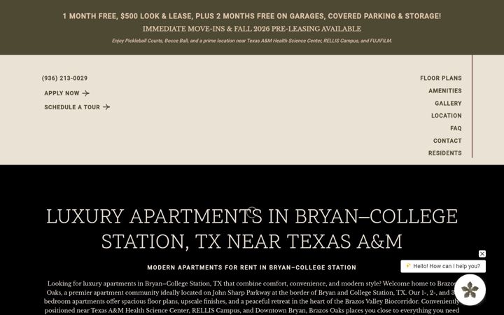 Screenshot of brazosoaksapts.com