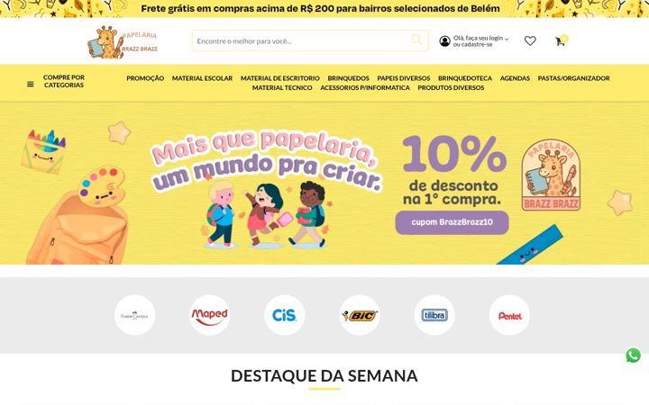 Screenshot of brazzbrazzpapelaria.com.br