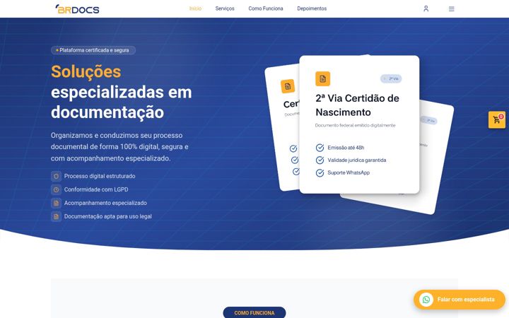 Screenshot of brdocsdigitais.com