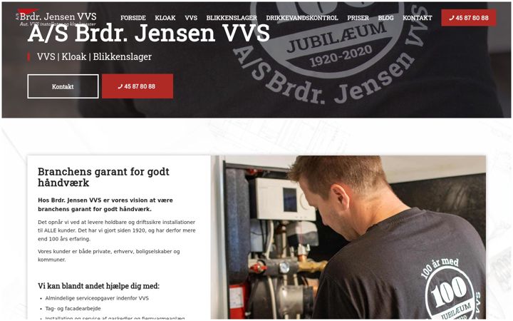 Screenshot of brdrjensenvvs.dk