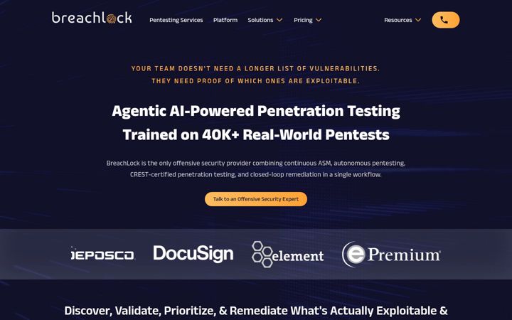 Screenshot of breachlock.com