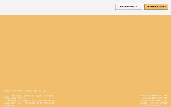 Screenshot of breadandbuttercafenola.com