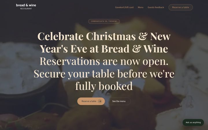 Screenshot of breadandwine.no