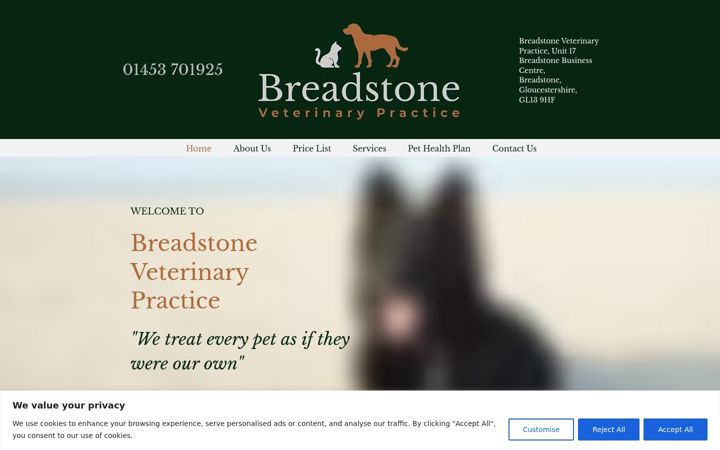 Snímek obrazovky breadstonevets.co.uk