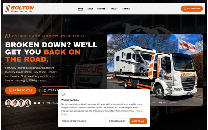 Screenshot of breakdown-recovery-bolton.co.uk