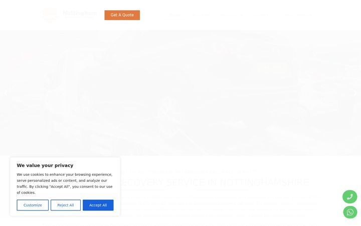 Screenshot of breakdownrecoverynottinghamshire.com