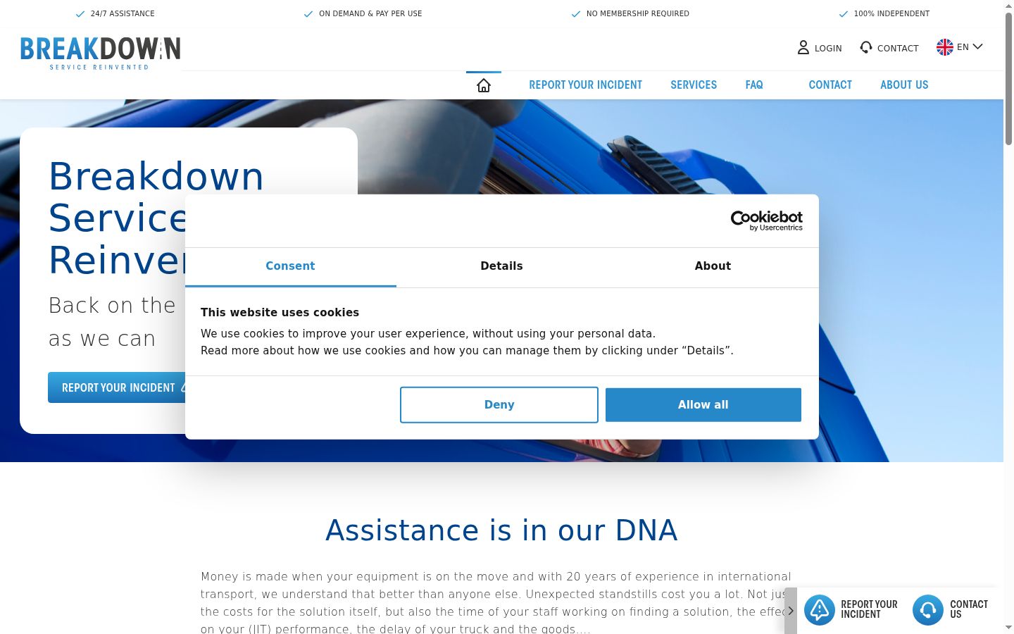 Screenshot del banner di consenso mostrato prima di qualsiasi interazione