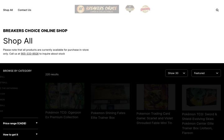 Screenshot of breakers-choice-shop.square.site
