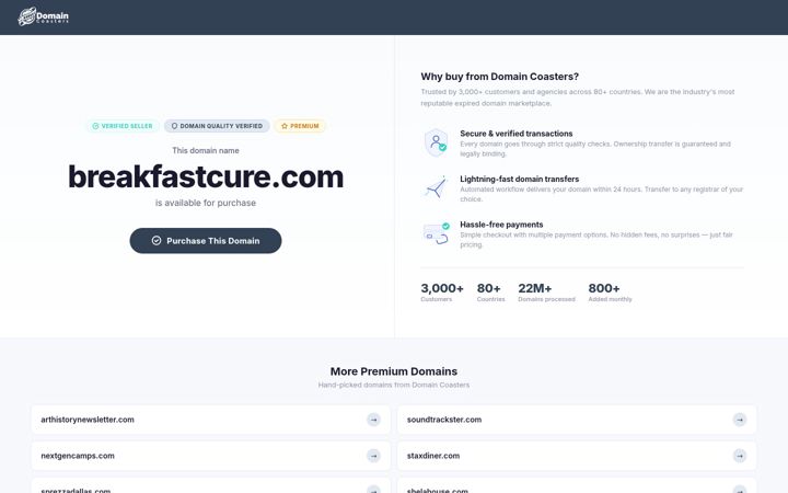 Screenshot of breakfastcure.com