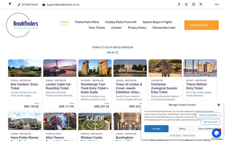 Screenshot of breakfinders.co.uk