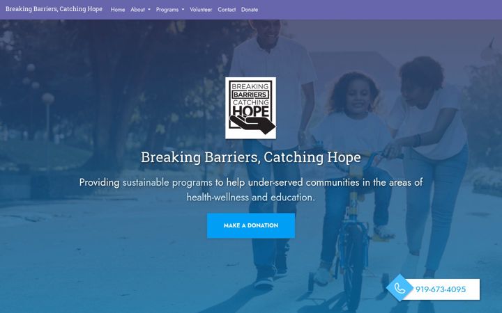 Screenshot of breakingbarrierscatchinghope.org