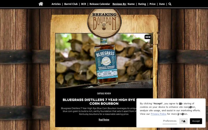 Screenshot of breakingbourbon.com