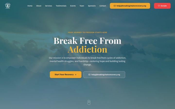 Screenshot of breakingchainsrecovery.org