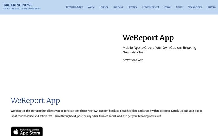 Snímek obrazovky breakingnewsapp.net