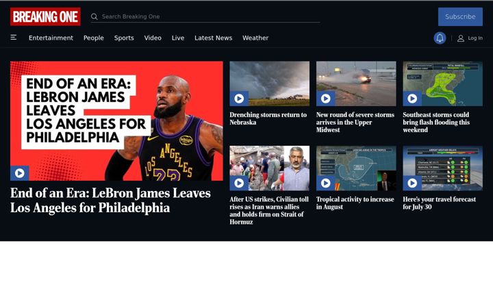 Screenshot of breakingone.com