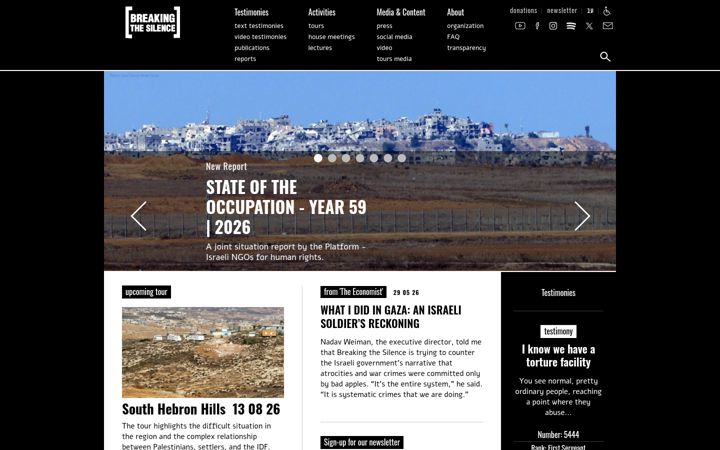 Kuvakaappaus sivustosta breakingthesilence.org.il