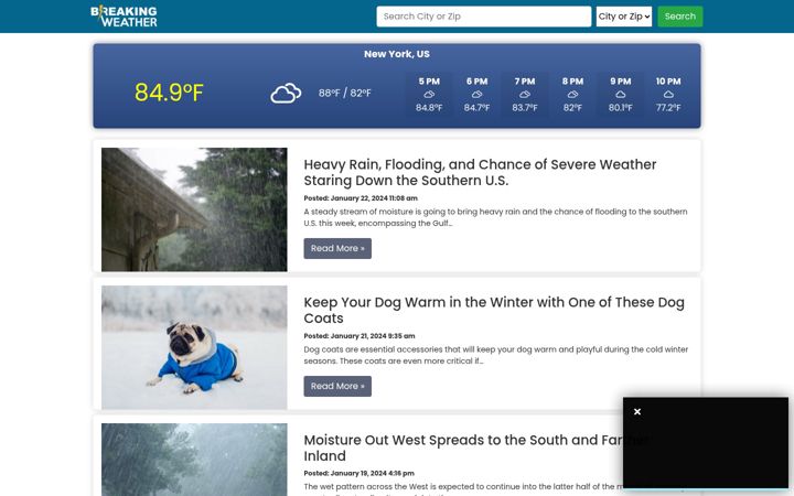 Screenshot of breakingweather.net