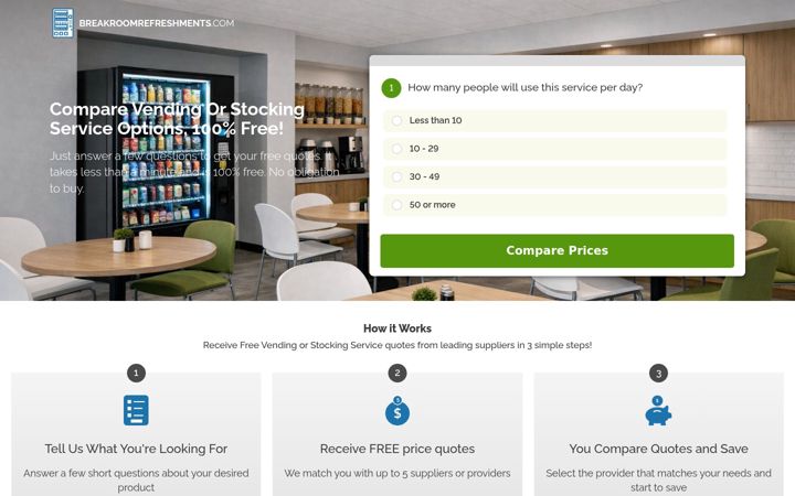 Screenshot of breakroomrefreshments.com