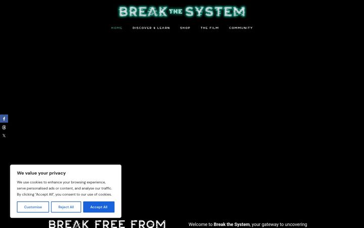 Screenshot of breakthesystem.world