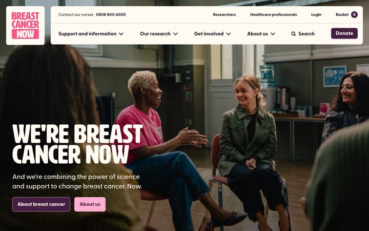 Screenshot of breastcancernow.org
