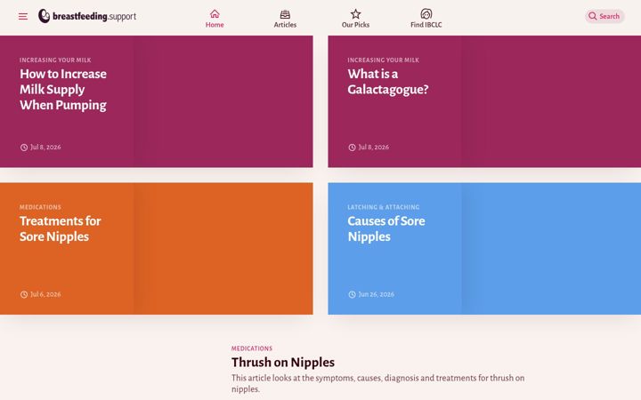 Екранна снимка на breastfeeding.support