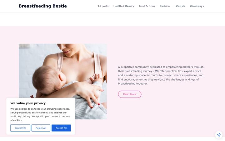 Screenshot of breastfeedingbestie.com