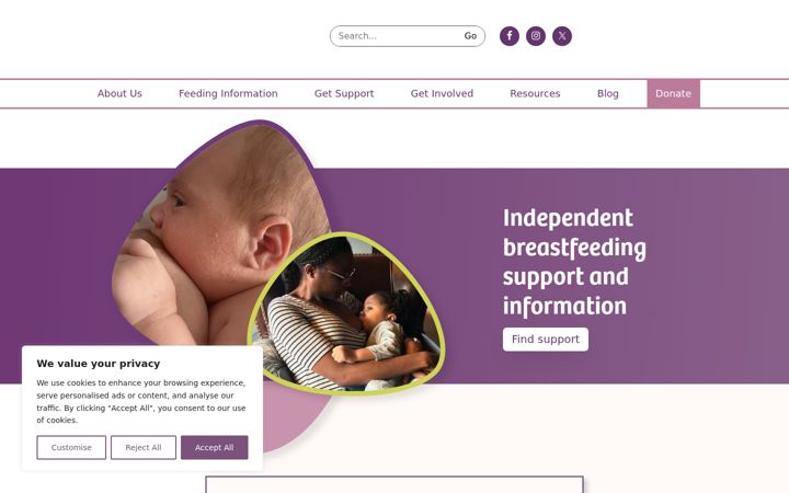 Screenshot ta' breastfeedingnetwork.org.uk