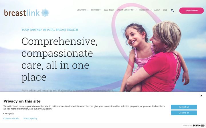 Screenshot of breastlink.com