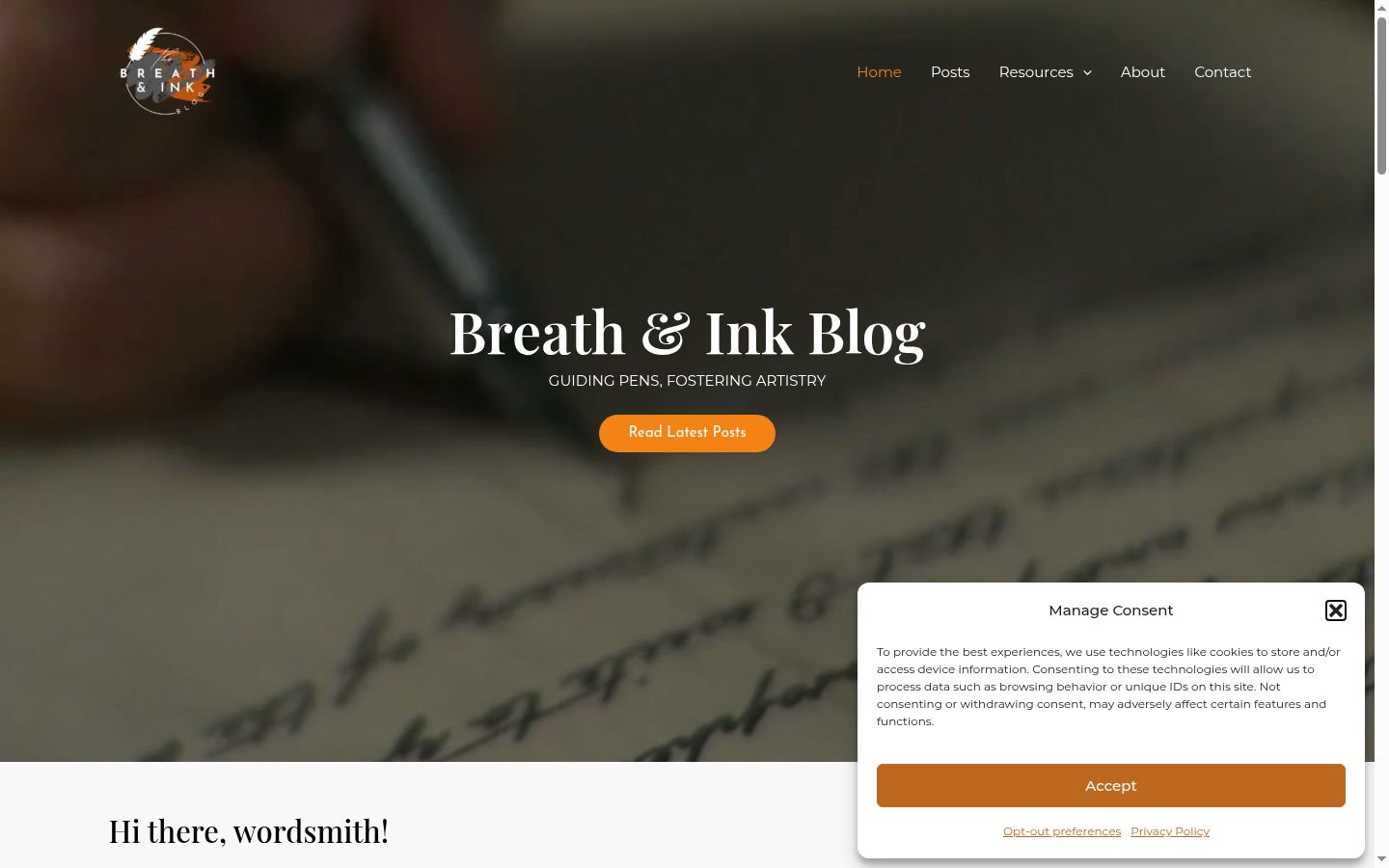 Screenshot of the consent banner shown before any interaction