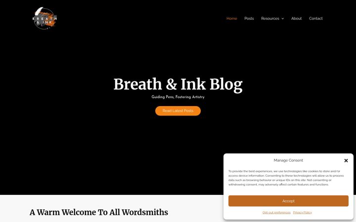 Screenshot of breathandinkblog.com