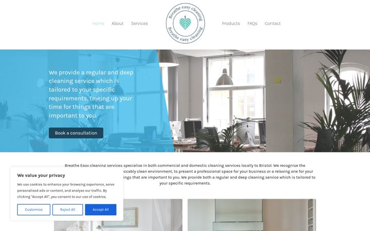 Screenshot of breathe-easycleaning.co.uk