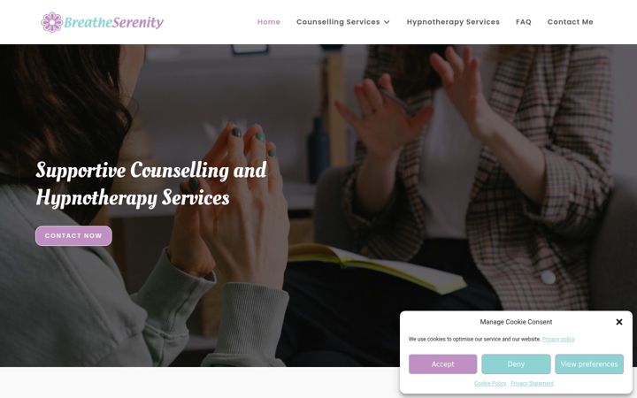 Screenshot of breathe-serenity.co.uk