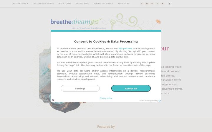 Screenshot of breathedreamgo.com