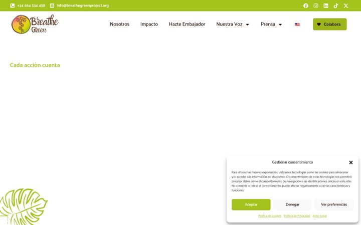 Captura de pantalla de breathegreenproject.org