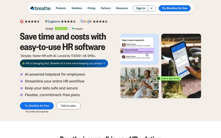 Screenshot of breathehr.co.nz