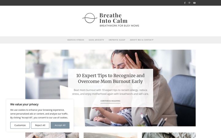 Screenshot of breatheintocalm.com