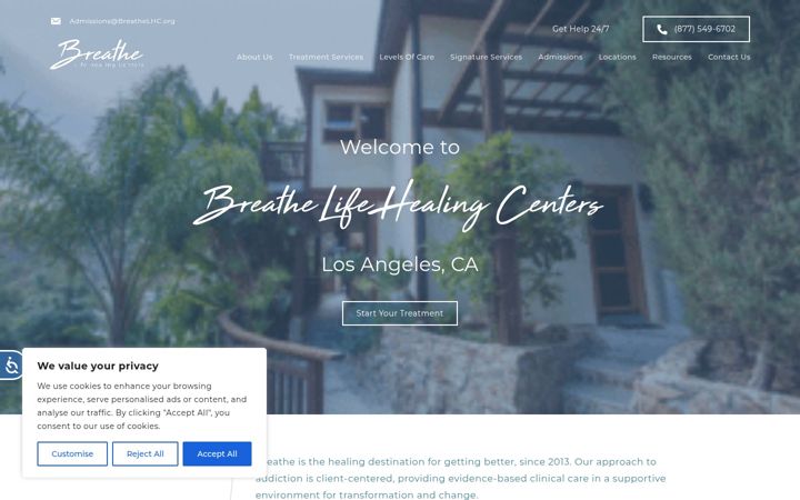 Screenshot of breathelifehealingcenters.com