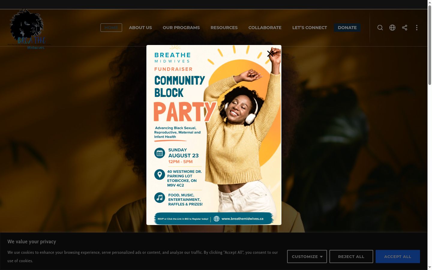 Screenshot of the consent banner shown before any interaction