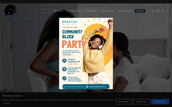 Screenshot of breathemidwives.ca