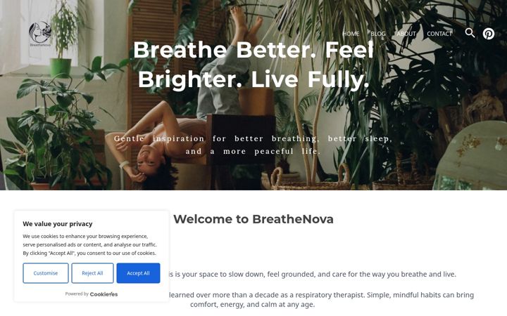 Screenshot of breathenova.com
