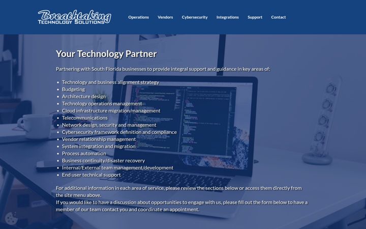 Screenshot of breathtakingtech.com