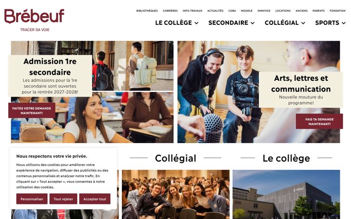 Screenshot of brebeuf.qc.ca