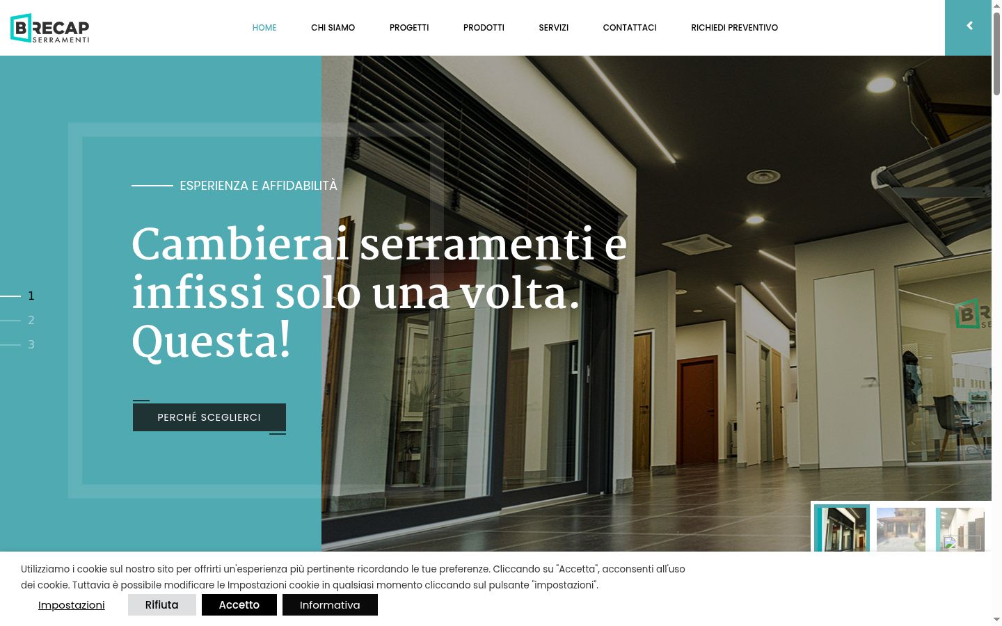 Screenshot del banner di consenso mostrato prima di qualsiasi interazione