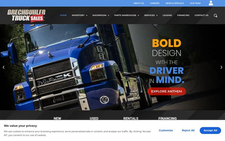 Screenshot of brechbuhlertrucks.com